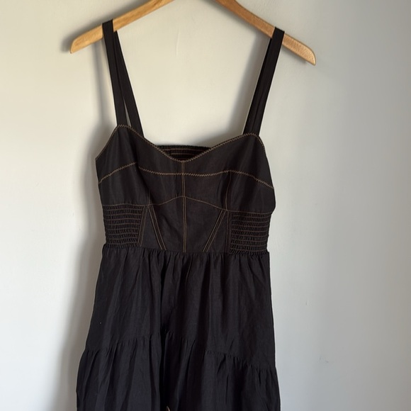 By Anthropologie Appliqué linen blend Midi Dress Medium - Picture 5 of 15